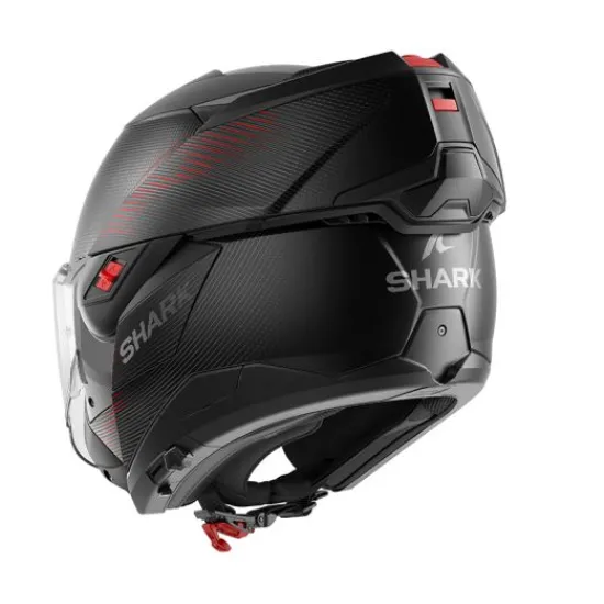 Модуларна каска SHARK OXO SP LYNE MAT BLACK RED Flip-back с Pinlock 70