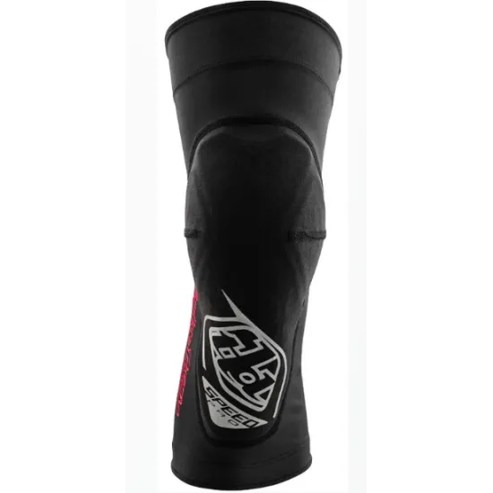Черни детски наколенки TROY LEE DESIGNS Speed Pro с D3O защитна вложка, силиконови маншети и фирмено лого в бяло