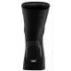 Черни наколенки Troy Lee Designs Speed Pro Knee Sleeve с D3O протекторна вложка при капачката на коляното, компресионен ръкав и лого в сиво и червено - изглед отпред, отстрани и под ъгъл