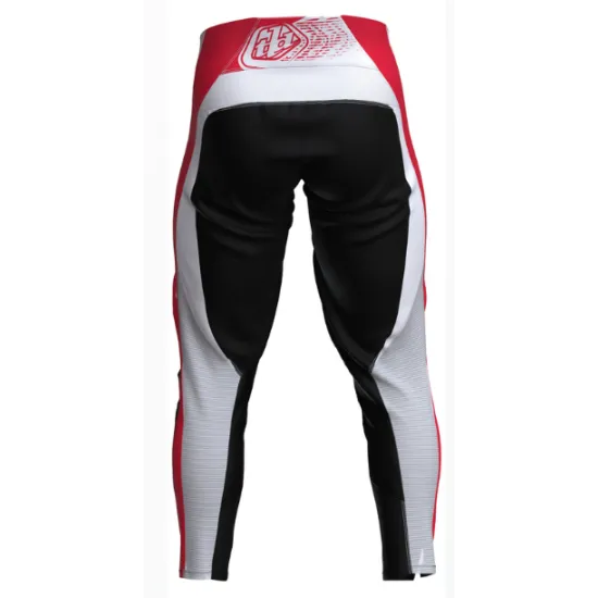 Бяло-червено-черен мотокрос брич Troy Lee Designs GP Pro Frames с контрастни панели, лога TLD и еластични вставки