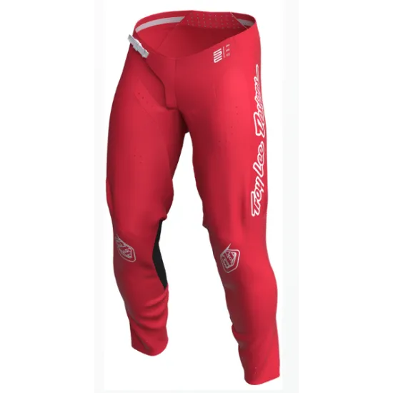 Червен мотокрос панталон Troy Lee Designs SE Pro Solo с бели акценти, логотип по крака и спортна кройка