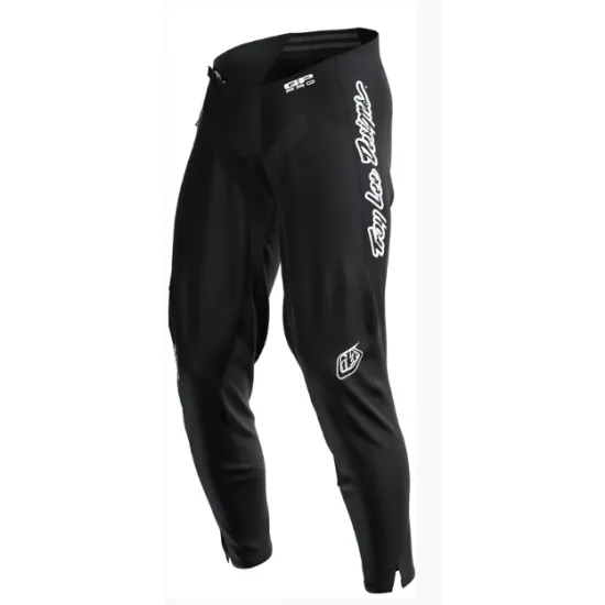 Черен мотокрос брич Troy Lee Designs GP Pro Mono с бяло лого отстрани, еластични панели и състезателна кройка