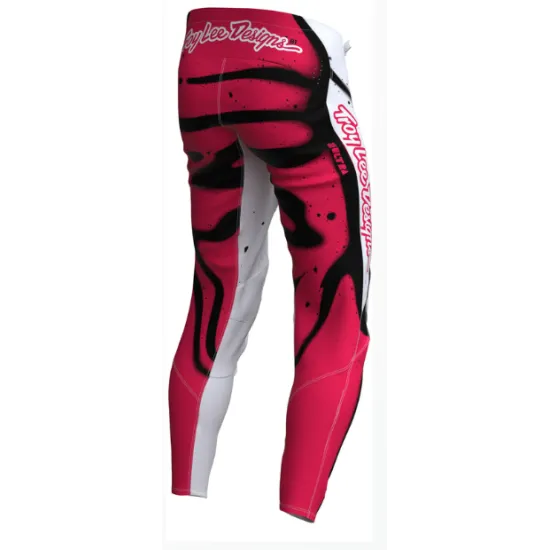 Мотокрос брич Troy Lee Designs SE Ultra в бяло и червено с черни контрастни линии, лазерна перфорация и фирмени лога