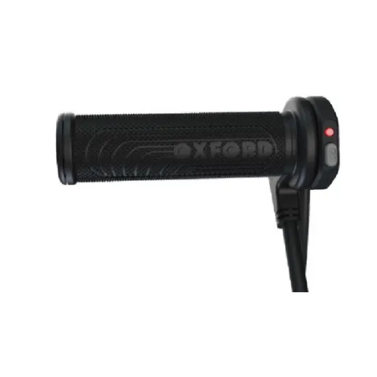 Черна греяща дръжка OXFORD Hotgrips Advanced Sport с текстуриран захват, интегриран превключвател с два бутона и червен LED индикатор