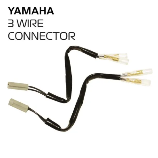 Черен адаптерен кабел OXFORD с 3 жили, показващ Yamaha конектори с бели пластмасови части и bullet конектори със златисто покритие