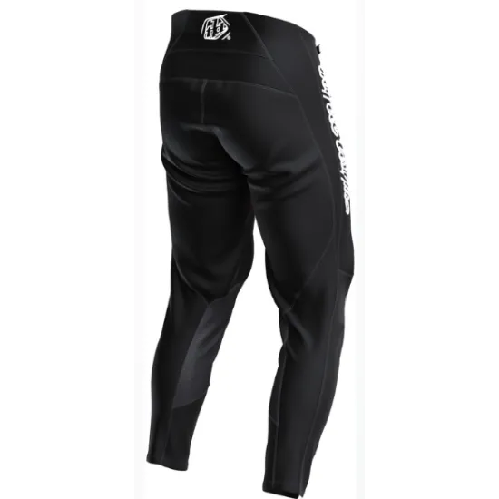 Черен мотокрос брич Troy Lee Designs GP Pro Air Mono с бяло лого, еластични панели и подсилени зони на коленете и седалището