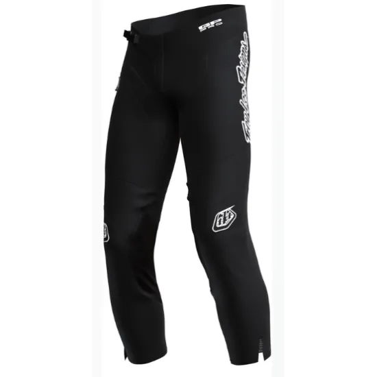 Черен детски мотокрос брич TROY LEE DESIGNS Scout GP Pro със странични джобове с цип, бели лога на марката и спонсорски емблеми