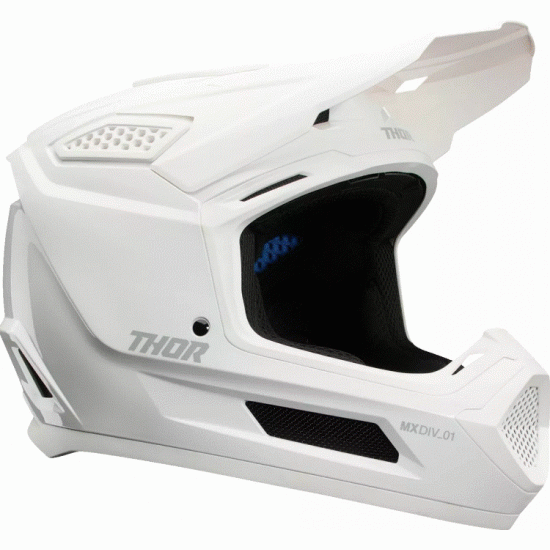 Мотокрос каска THOR FLEET WHITEOUT GLOSS с ERT защита и гланцово бяло покритие