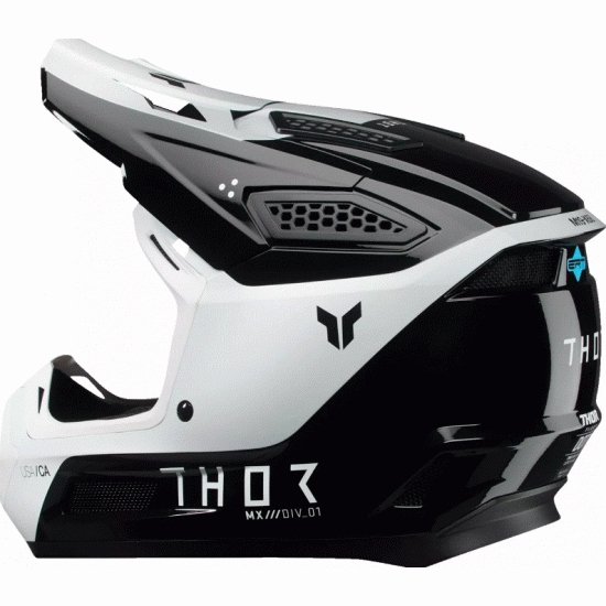 Мотокрос каска THOR FLEET STORM BLACK/WHITE с ERT технология и вентилация