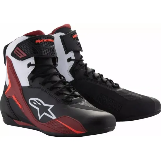 Мото боти ALPINESTARS FASTER-4 в черно, бяло и червено – висок клас мото екипировка