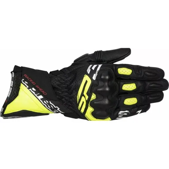 Кожени мото ръкавици ALPINESTARS SP-3 BLK/FLUO YEL/WHT – спортен дизайн, защита и комфорт