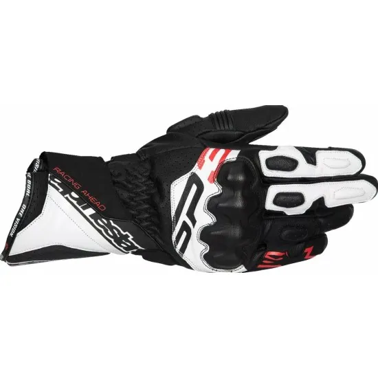 Кожени мото ръкавици ALPINESTARS SP-3 BLK/WHT/RD FLUO – защитни, удобни и ергономични