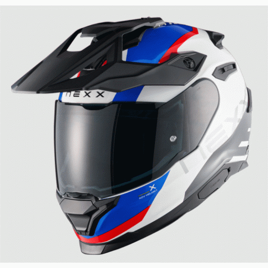 Адвенчър каска NEXX Y.TRAVL QUEST WHITE/BLUE/RED – каска за приключения с UV защита