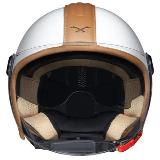 Каска NEXX Y.10 MIDTOWN WHITE CAMEL – стилна градска каска с вградени слънчеви очила и микрометрична закопчалка