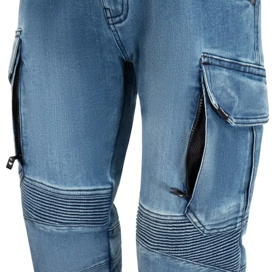 SECA SQUARE II Washed Blue – Сини мото дънки с подсилена защита и CE протектори