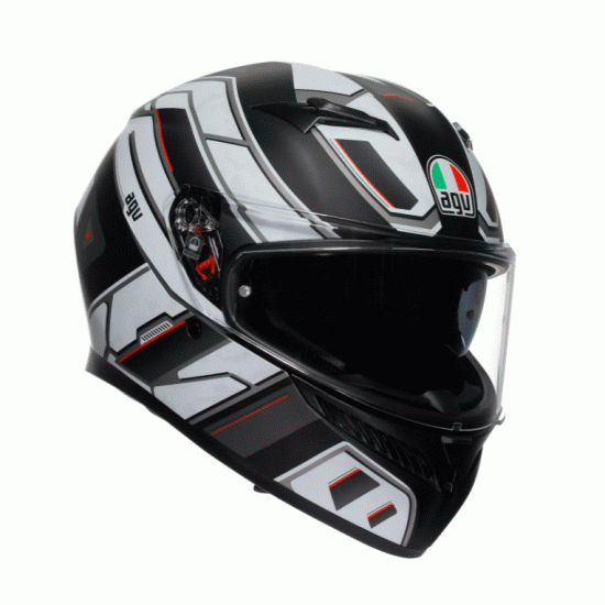 AGV K3 RIVIA каска – матова черно-бяла каска с визьор и слънчеви очила