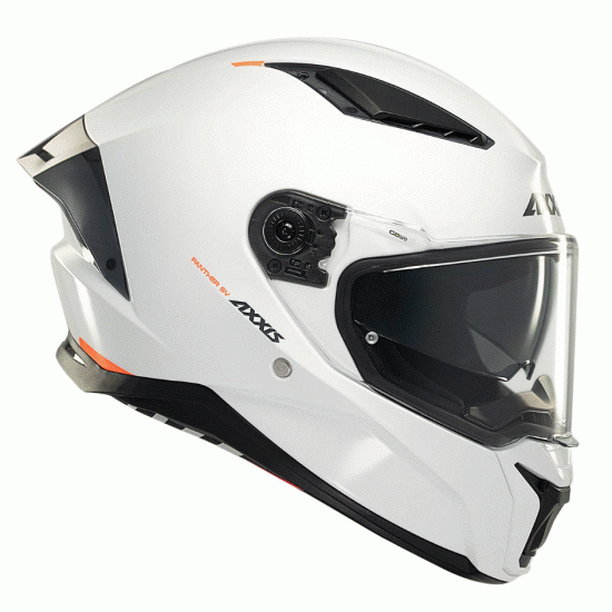 AXXIS Panther SV White Gloss – бяла моторна каска с визьор и Bluetooth възможности