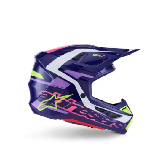 Мотокрос каска ALPINESTARS SM7 DEED PURPLE/PINK – лека и проветрива офроуд каска с Plasma защита