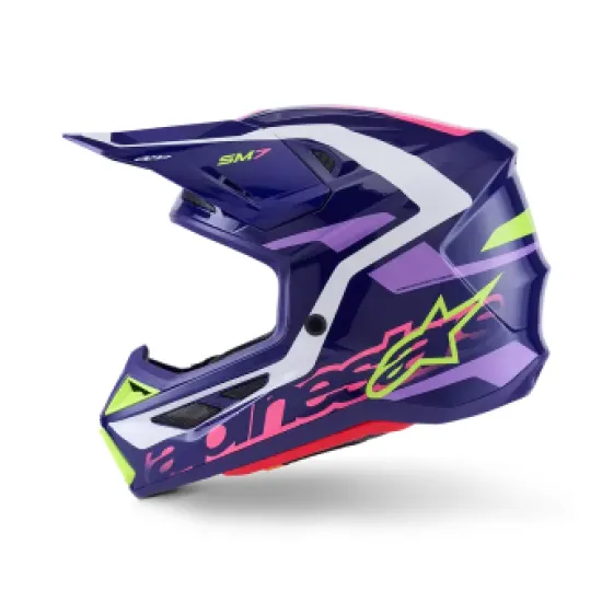 Мотокрос каска ALPINESTARS SM7 DEED PURPLE/PINK – лека и проветрива офроуд каска с Plasma защита