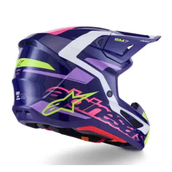 Мотокрос каска ALPINESTARS SM7 DEED PURPLE/PINK – лека и проветрива офроуд каска с Plasma защита