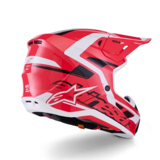 Мотокрос каска ALPINESTARS SM7 DEED – червено/черно/бяло, с вентилация и Plasma технология