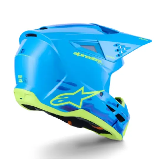 Мотокрос каска ALPINESTARS SM3 FORCE CYAN – синя MX каска с вентилация и защита