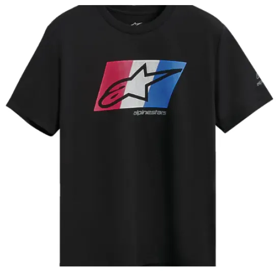 Alpinestars SS CSF GLOBAL BLACK/RED/WHITE/BLUE тениска | Hydra Motto Мото тениска Alpinestars SS CSF GLOBAL BLACK/RED/WHITE/BLUE – стилна тениска с къс ръкав
