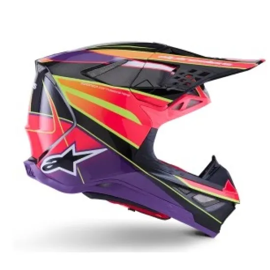 Мотокрос каска Alpinestars SM10 ERA Pink/Vio/YL – лека каска с MIPS и ECE 22.06 за професионални ездачи