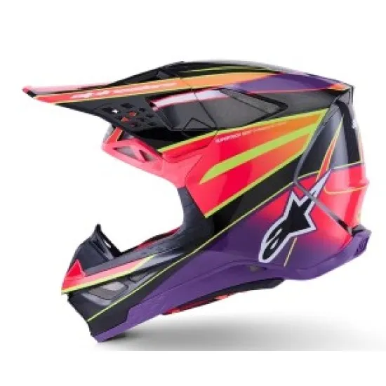 Мотокрос каска Alpinestars SM10 ERA Pink/Vio/YL – лека каска с MIPS и ECE 22.06 за професионални ездачи
