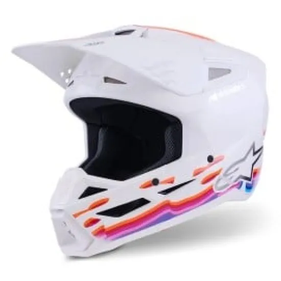 Мотокрос каска Alpinestars SM3 Force White-Gloss – лека каска с патентована защита и 17 отвора за вентилация