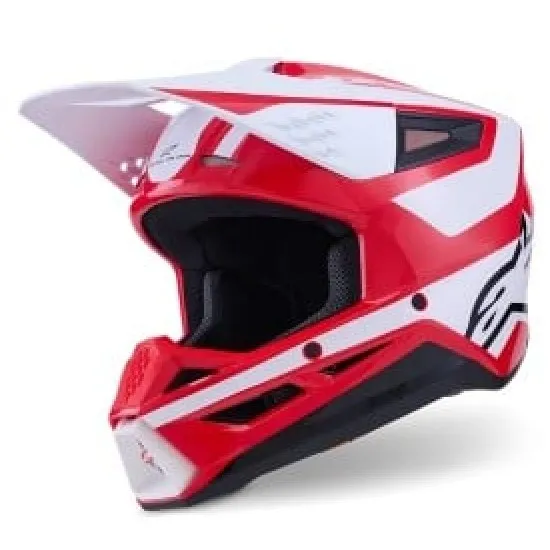 Мотокрос каска Alpinestars SM3 Heat Red/White/Black – лека каска с патентована защита и 17 отвора за вентилация