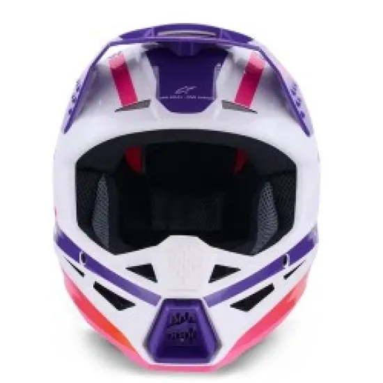 Мотокрос каска Alpinestars SM3 Heat White/Purple/Pink – лека и защитна каска с 17 отвора за вентилация