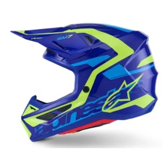 Мотокрос каска Alpinestars SM7 Deed Blue/Yellow