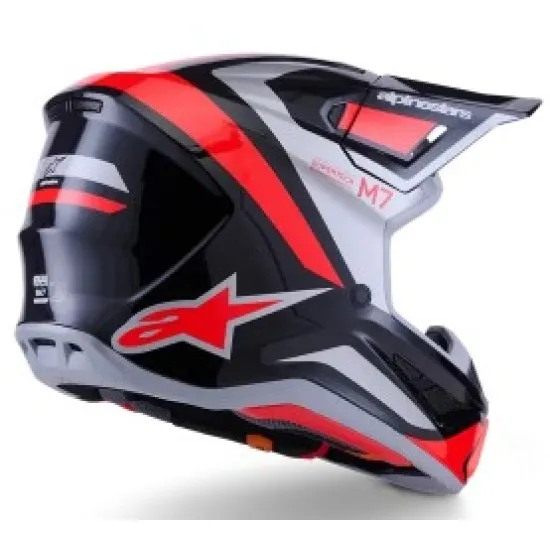 Мотокрос каска Alpinestars SM7 RISE BLK/RD/SILV – офроуд каска с Plasma технология