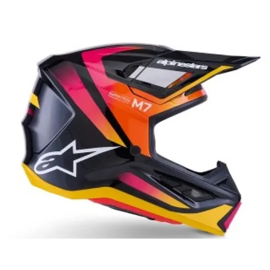 Мотокрос каска Alpinestars SM7 Rise Black/Yellow/Pink – офроуд екипировка Hydra Motto