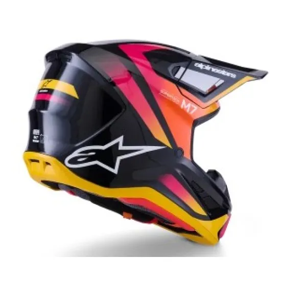 Мотокрос каска Alpinestars SM7 Rise Black/Yellow/Pink – офроуд екипировка Hydra Motto