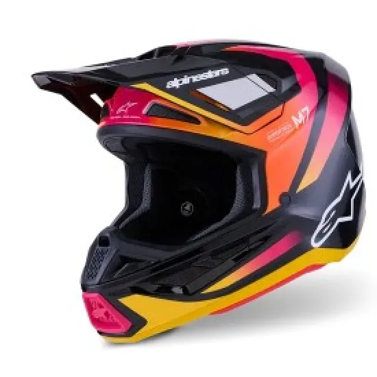Мотокрос каска Alpinestars SM7 Rise Black/Yellow/Pink – офроуд екипировка Hydra Motto