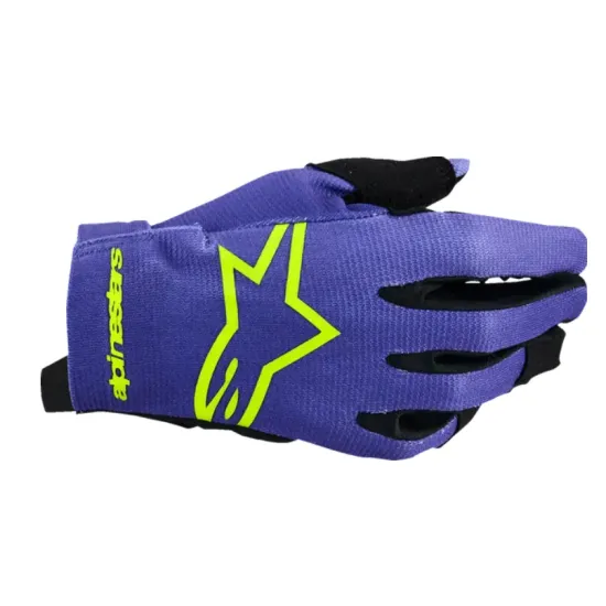 Детски мотокрос ръкавици Alpinestars Radar Purple/Yellow – екипировка Hydra Motto