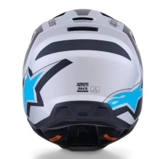 Мотокрос каска ALPINESTARS SM3 HEAT с висока защита и вентилация – сребристо/синьо/черно