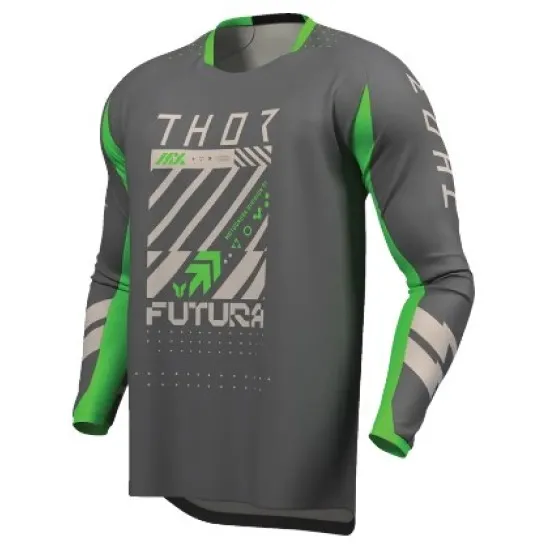 Мотокрос джърси THOR LAUNCHMODE FUTURA CHAR/GRN – влагоотвеждащо и еластично