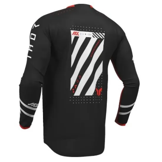Мотокрос джърси THOR LAUNCHMODE FUTURA BLACK/RED – еластично, вентилирано и влагоотвеждащо