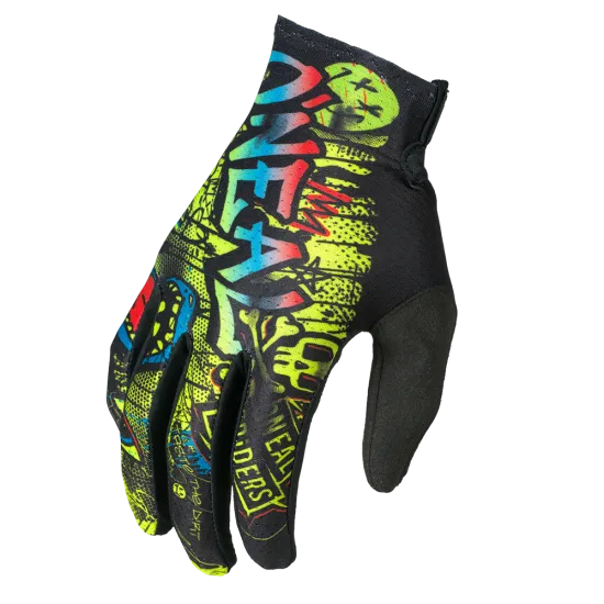 Детски мотокрос ръкавици O’NEAL MATRIX RANCID BLACK/NEON YELLOW – вентилирани ръкавици с двойна длан и Velcro® закопчаване