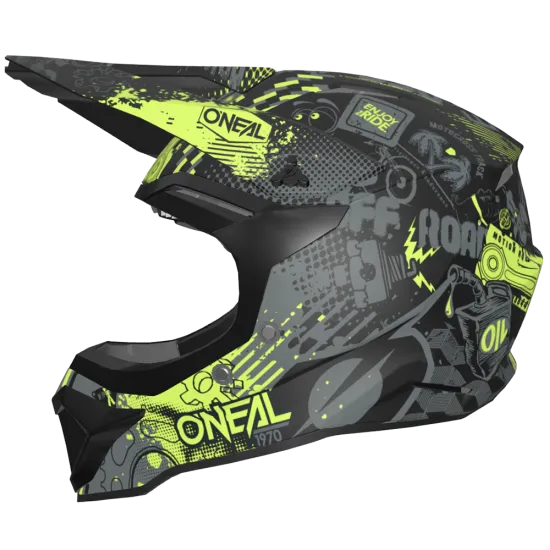 Детска мотокрос каска O'NEAL 1SERIES VIBRANT BLACK/NEON YELLOW – каска с ABS черупка и ECE 22.06 стандарт