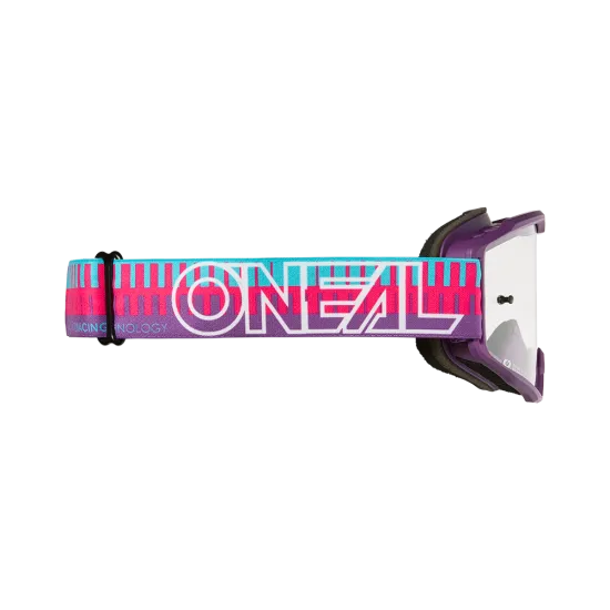 Мотокрос очила O'NEAL B-10 STRIPED PINK/PURPLE – CLEAR с прозрачна леща и UV защита