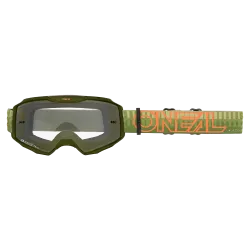 Мотокрос очила O'NEAL B-10 STRIPED GREEN/ORANGE - CLEAR 
