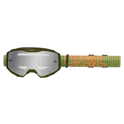 Мотокрос очила O'NEAL B-10 STRIPED GREEN/ORANGE - SILVER MIRROR