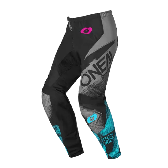 Дамски мотокрос брич O’NEAL ELEMENT ROLLER BLACK CYAN с stretch панели