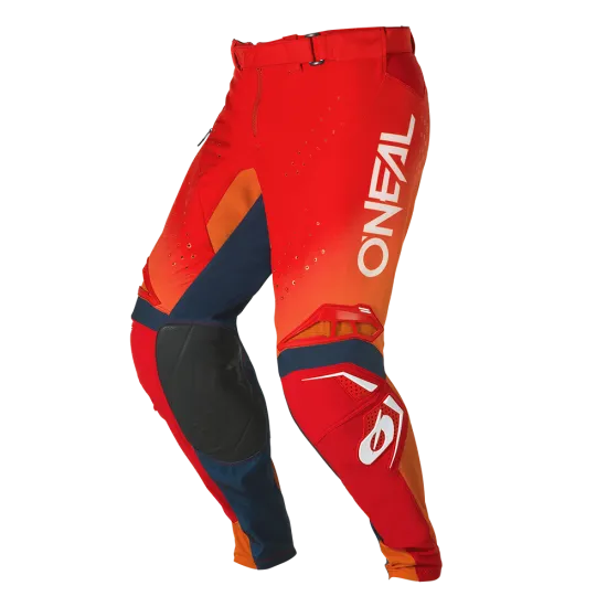 Мотокрос брич O'NEAL PRODIGY FIVE FIVE RED/ORANGE/NAVY BLUE – дишащ и подсилен брич с 360° колан и ергономичен дизайн