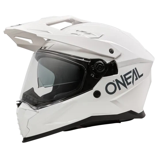 Ендуро каска O'NEAL D-SRS SOLID WHITE V.26 с ABS коруба и вграден слънчев визьор