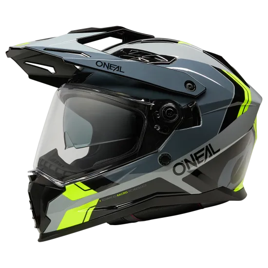 Ендуро каска O'NEAL D-SRS NOMAD BLACK/GRAY/NEON YELLOW V.26 с ABS коруба и слънчев визьор
